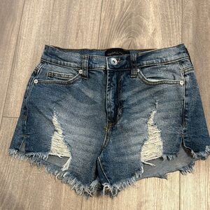 Kendall & Kylie Women's Blue Distressed Denim Shorts